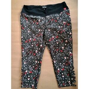Disney Minnie Mouse Black Red Leggings Capri Cropped Length Women's Plus Sz 3